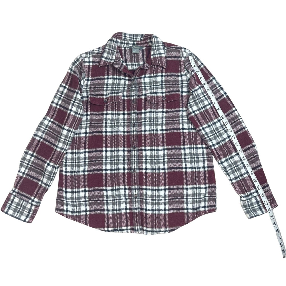 Natural Reflections‎ Women's Plaid Flannel Shirt Burgundy 100% Cotton Cabincore - Picture 10 of 13